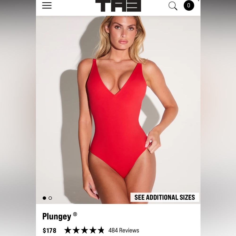 Women's Red Plunge Swimsuit